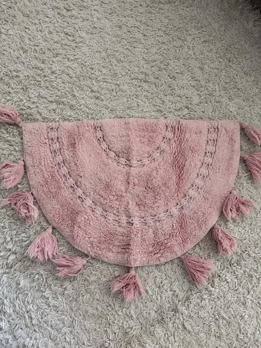 Blush Pink Tassel Bath Mat / Rug